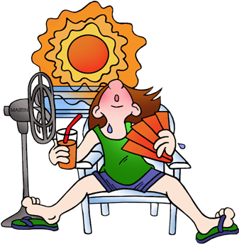girl in a chair with a sun behind her and a fan blowing on her