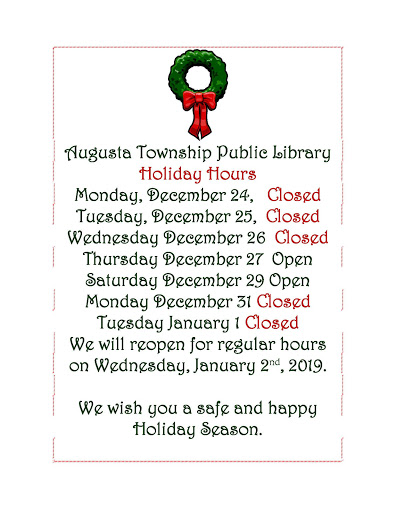 Public Library CLOSED for Holidays @ Augusta Public Library | Brockville | Ontario | Canada