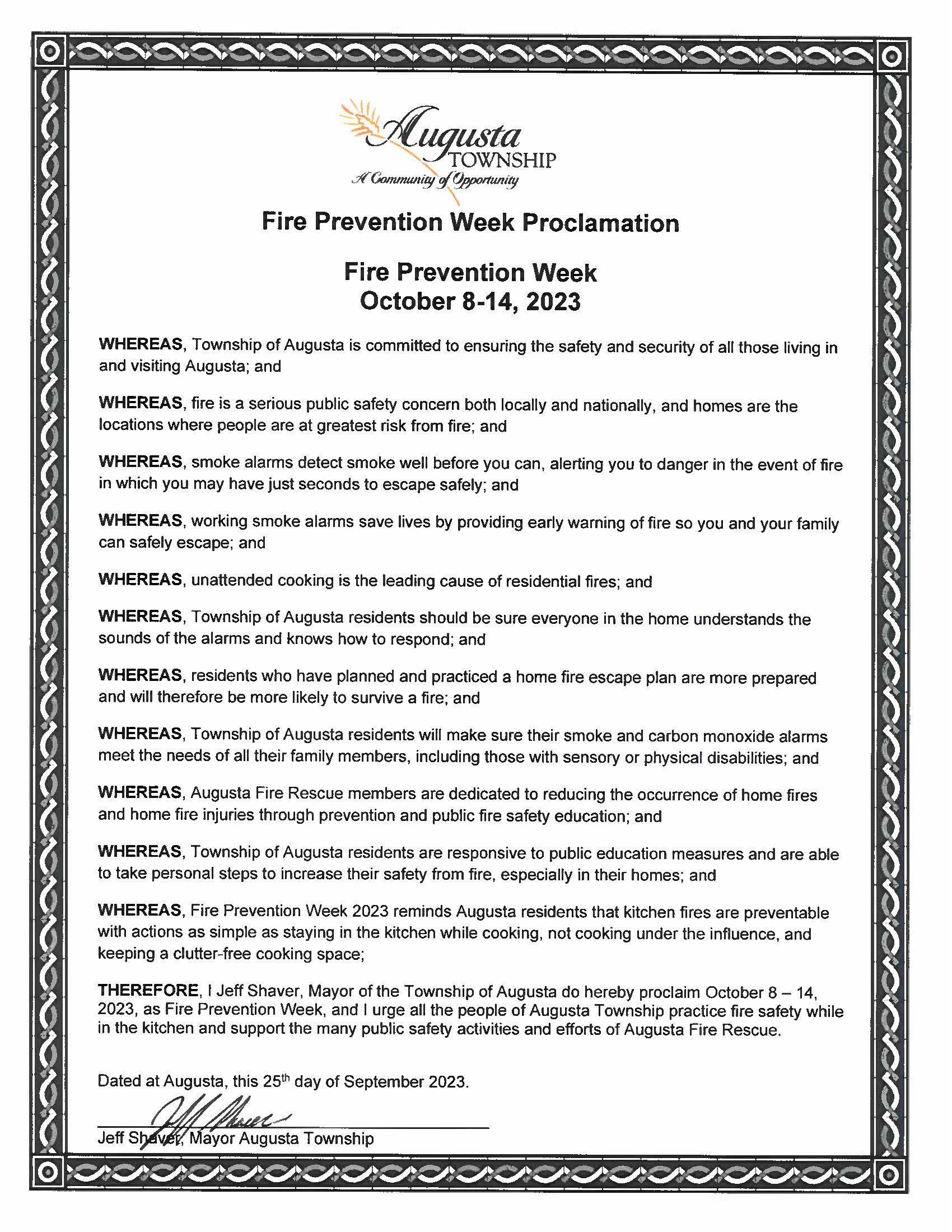 proclamation declaring october 8-14 fire prevention week