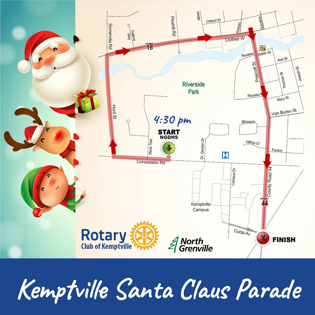 poster showing the kemptville parade route for 2022