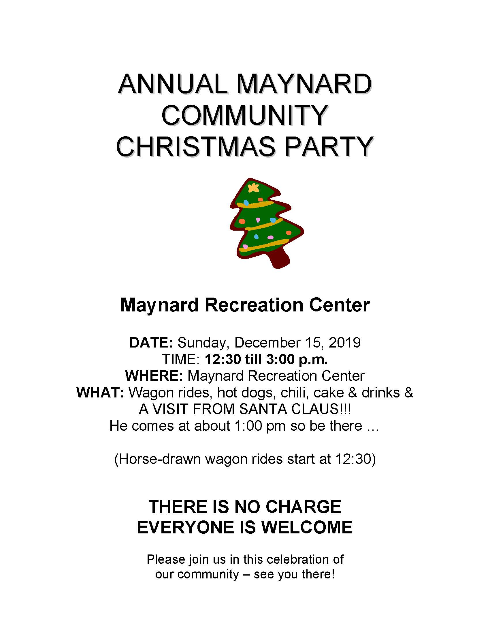 Maynard Community Christmas Party @ Maynard Education & Recreation Centre | Ontario | Canada