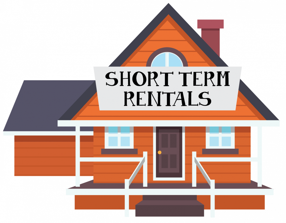 house with sign that says short term rentals